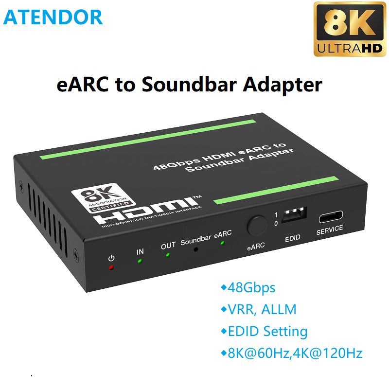 Dolby Atmos Soundbar Hdmi Earc - محول صوت ATENDOR 8K HDMI 2.1