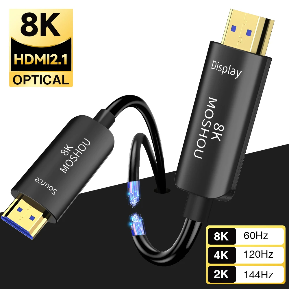 Hdmi 2.1 Cable 8K 60Hz 48Gbps Earc - كابل MOSHOU 8K بتقنية الألياف البصرية