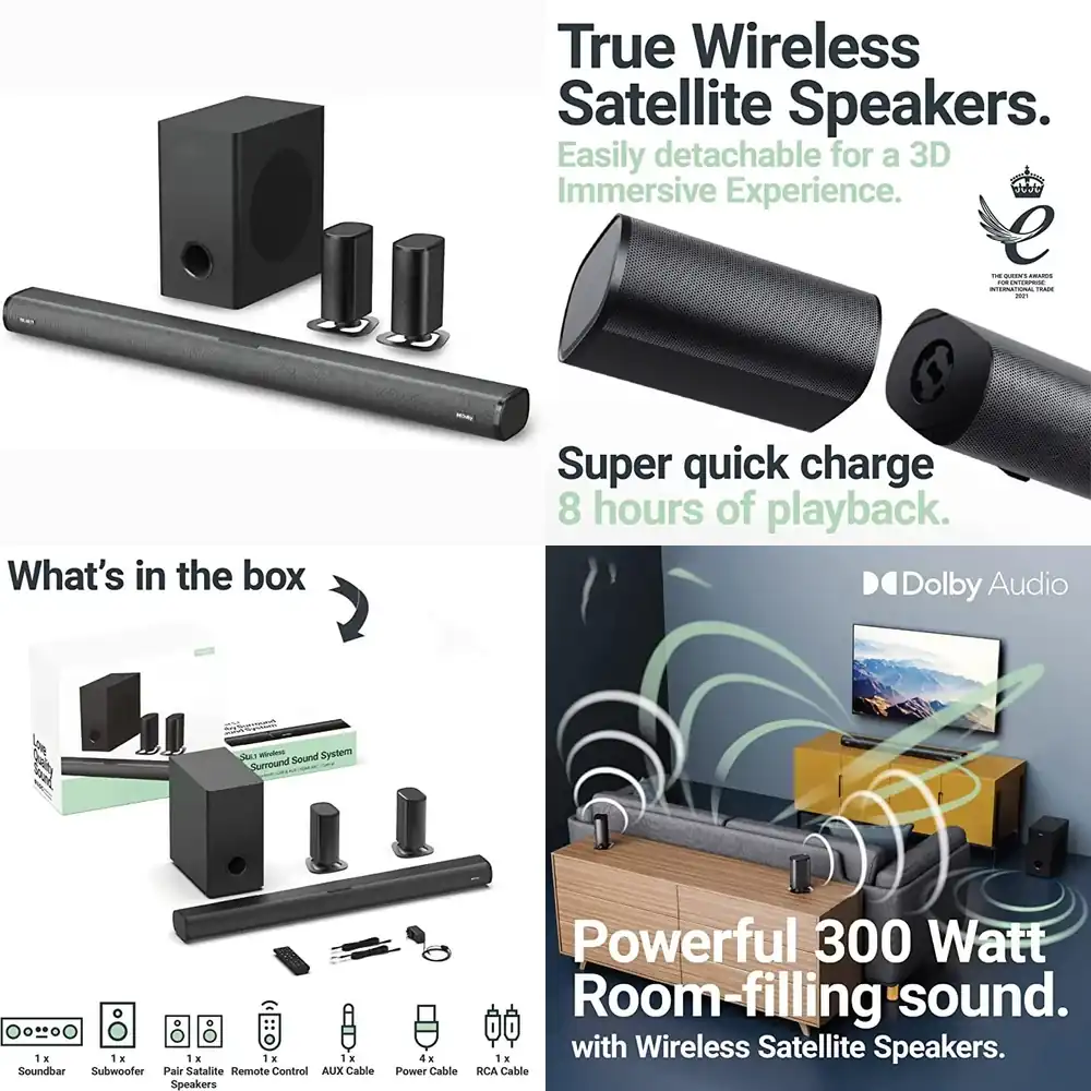 Soundbar With Wireless Subwoofer 5.1Ch - مكبر صوت لاسلكي 5.1 قناة، ساوند