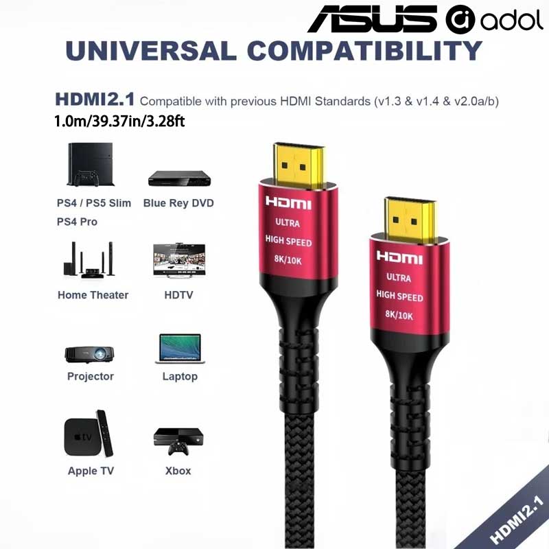 كابل HDMI 2.1 فائق السرعة من A - مراجعة Hdmi 2.1 Cable 8K 60Hz 48Gbps Earc وسعره