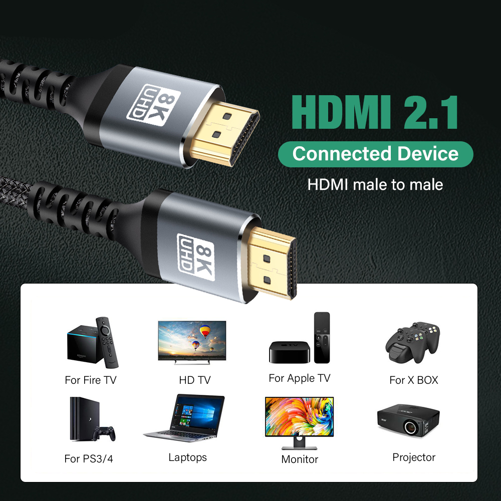 كابل HDMI 2.1 بدقة 8K، سرعة نق - مراجعة Hdmi 2.1 Cable 8K 60Hz 48Gbps Earc وسعره