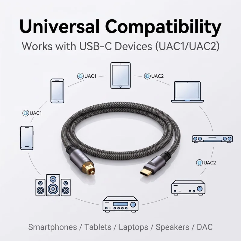 كابل USB-C إلى SPDIF توسلينك،  - مراجعة Optical Audio Cable Toslink Gold Plated وسعره