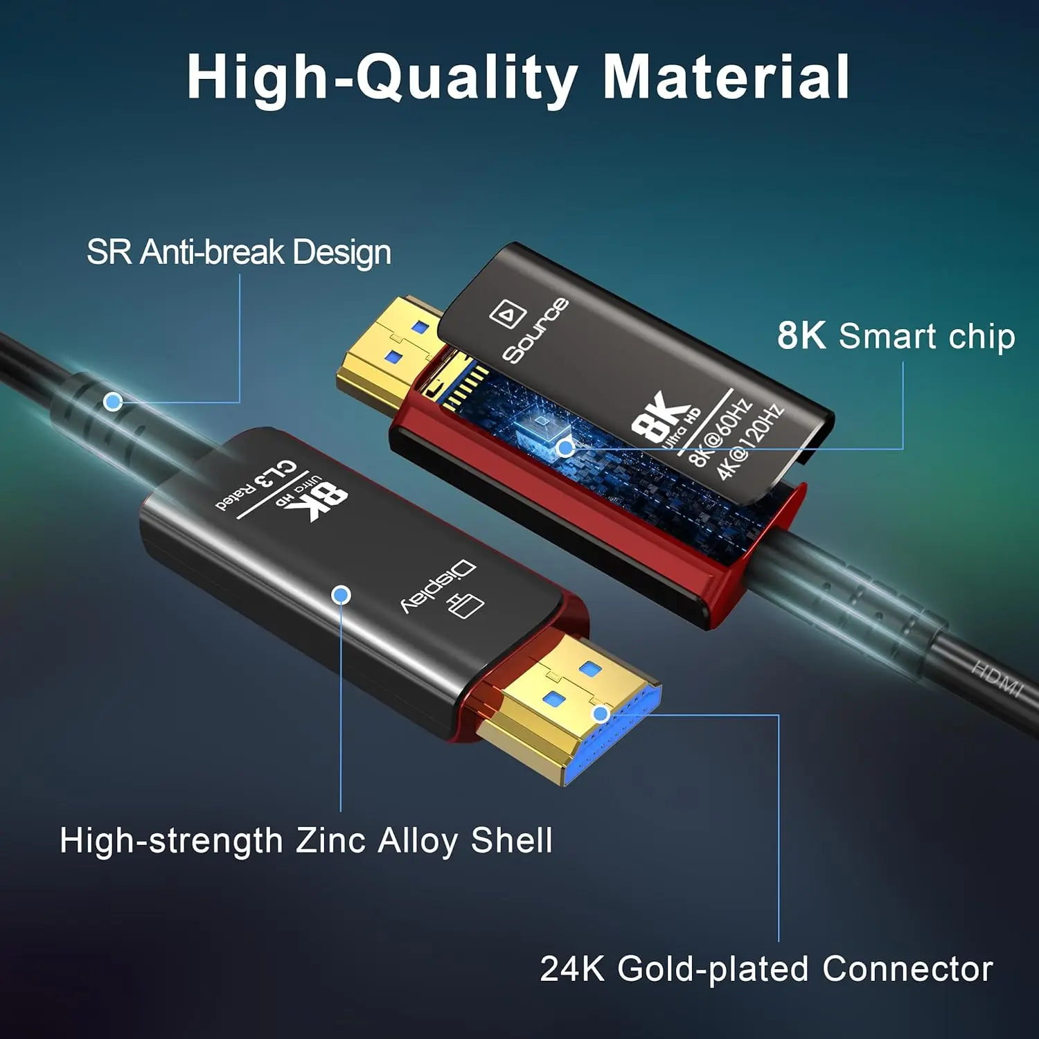 كابل ألياف بصرية HDMI 2.1 بطول - مراجعة Hdmi 2.1 Cable 8K 60Hz 48Gbps Earc وسعره