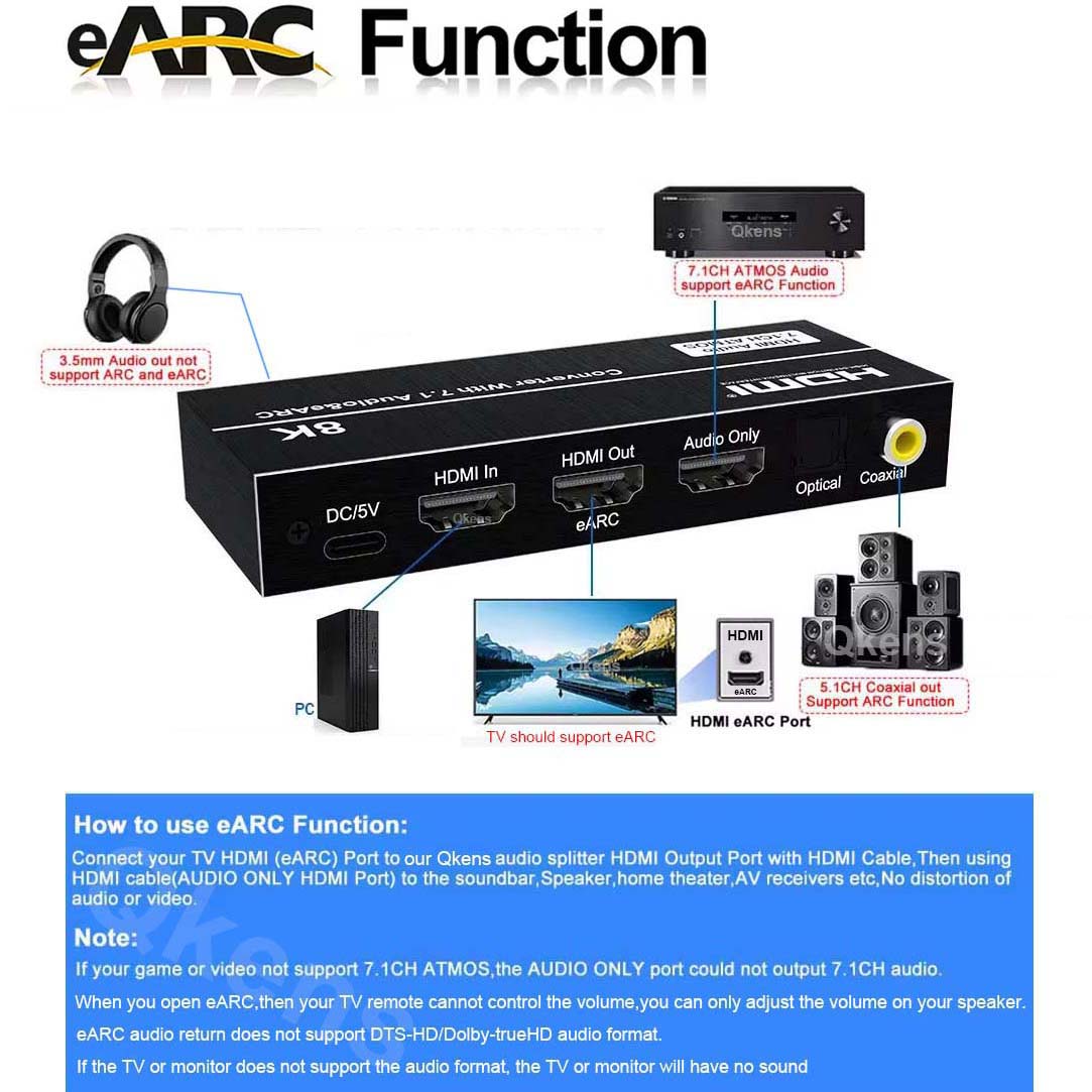 8K HDMI مستخرج الصوت 4K @ 120  - مراجعة Dolby Atmos Soundbar Hdmi Earc وسعره