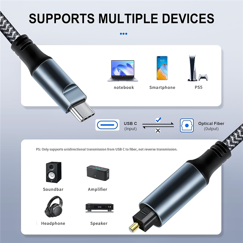 كابل صوت رقمي ستيريو من نوع US - مراجعة Optical Audio Cable Toslink Gold Plated وسعره