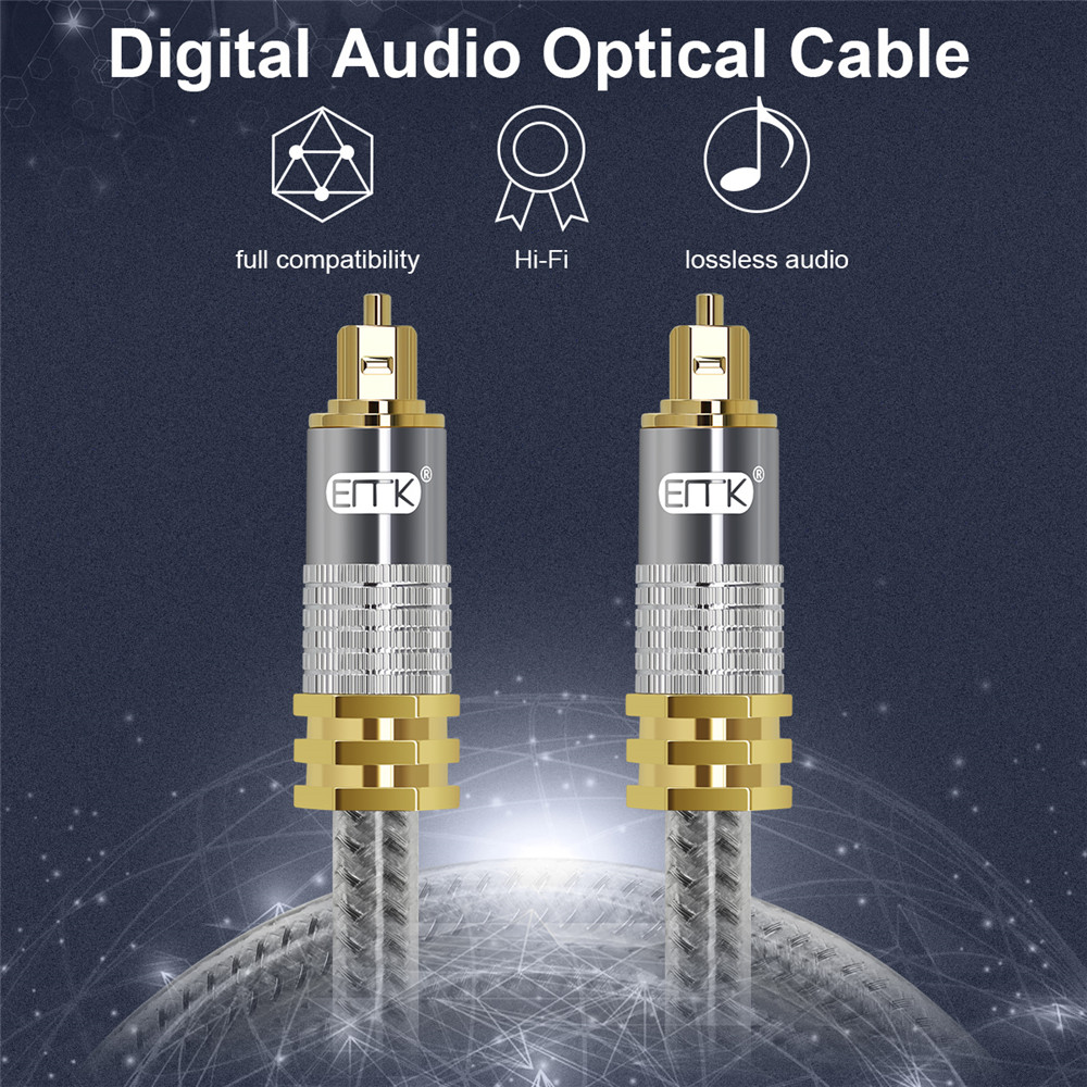 EMK-كابل بصري Toslink مصنوع من - مراجعة Optical Audio Cable Toslink Gold Plated وسعره