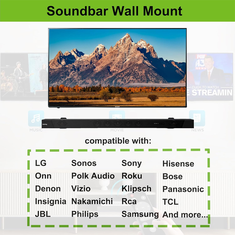 قطعتان من حامل مكبر الصوت القا - مراجعة Soundbar Wall Mount Bracket Universal وسعره